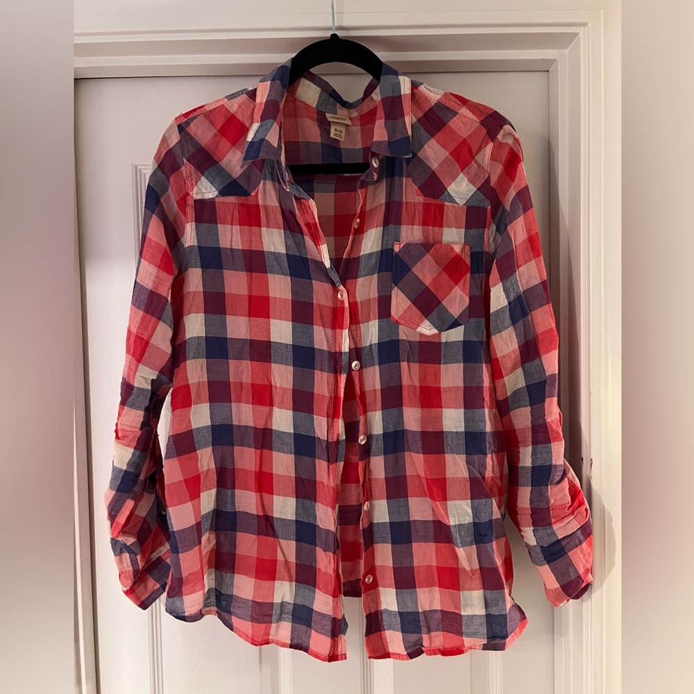 XL Pink and Blue Flannel